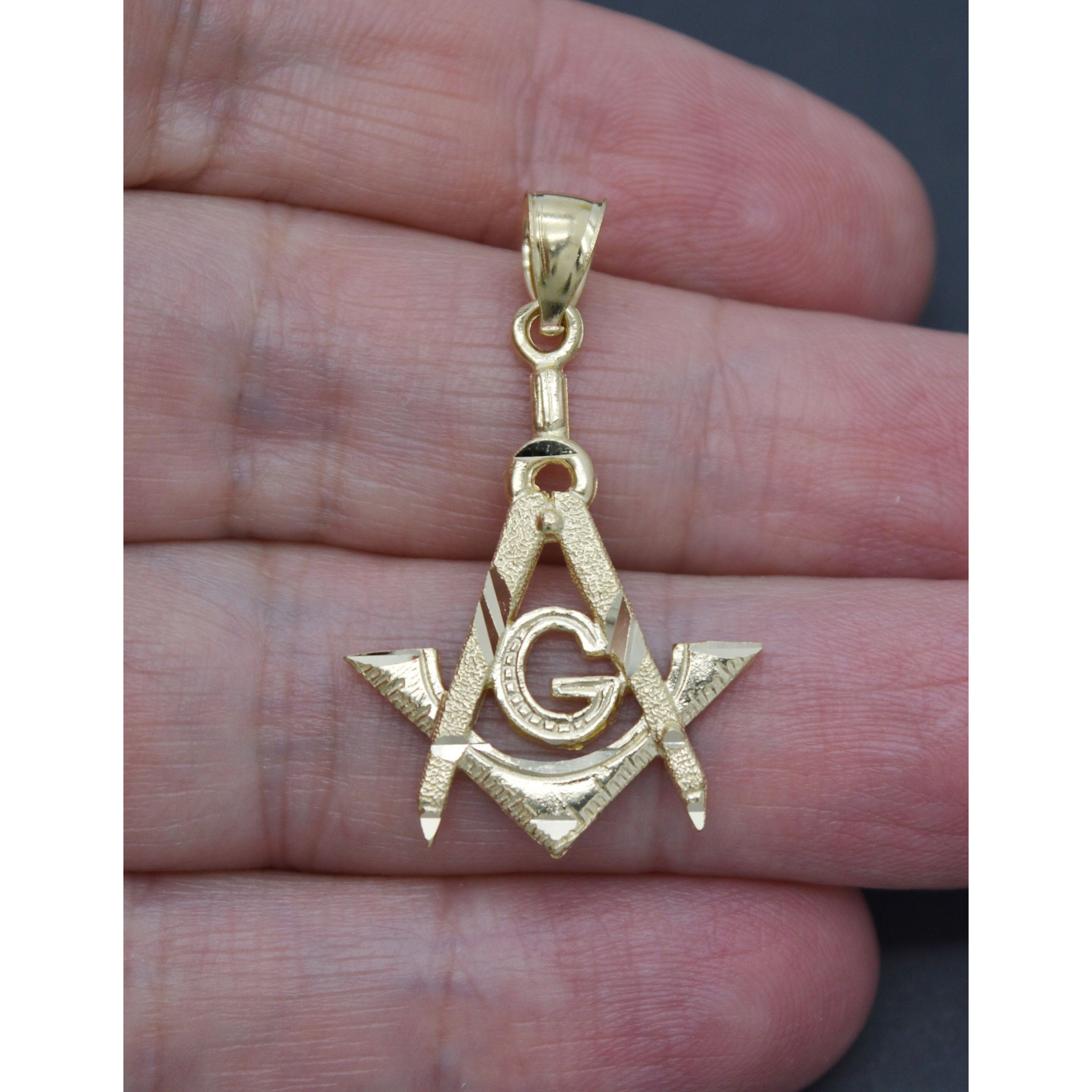 Real 10k Solid Yellow Gold Turtle Shiny Freemason Masonic Charm Pendant